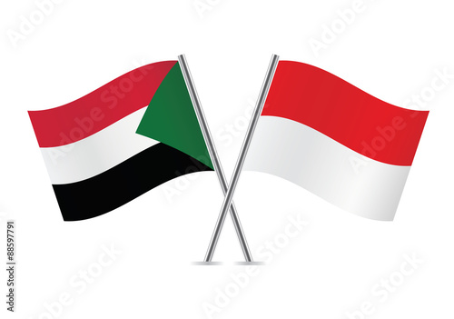 Free Download Sudan and Indonesia flags. Vector illustration. - GFXLoad