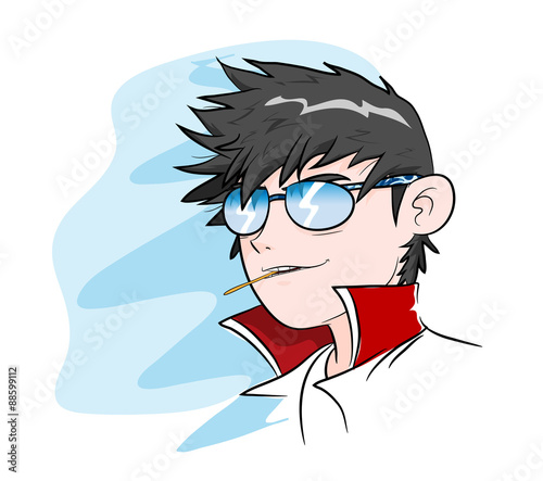 Cool Guy, a hand drawn vector illustration of a cool guy wearing sunglasses (editable).