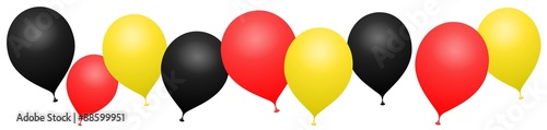 Schwarze, rote, gelbe Ballons auf weißem Grund photo