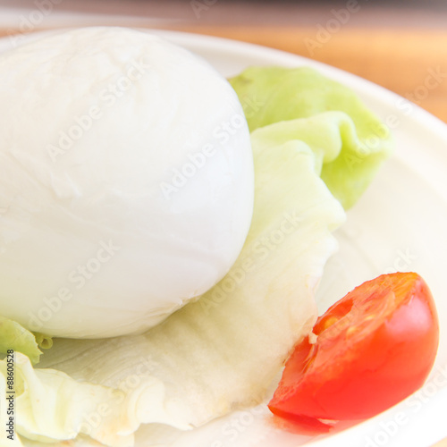 mozzarella, organic cherry tomatoes and fresh lettuce photo