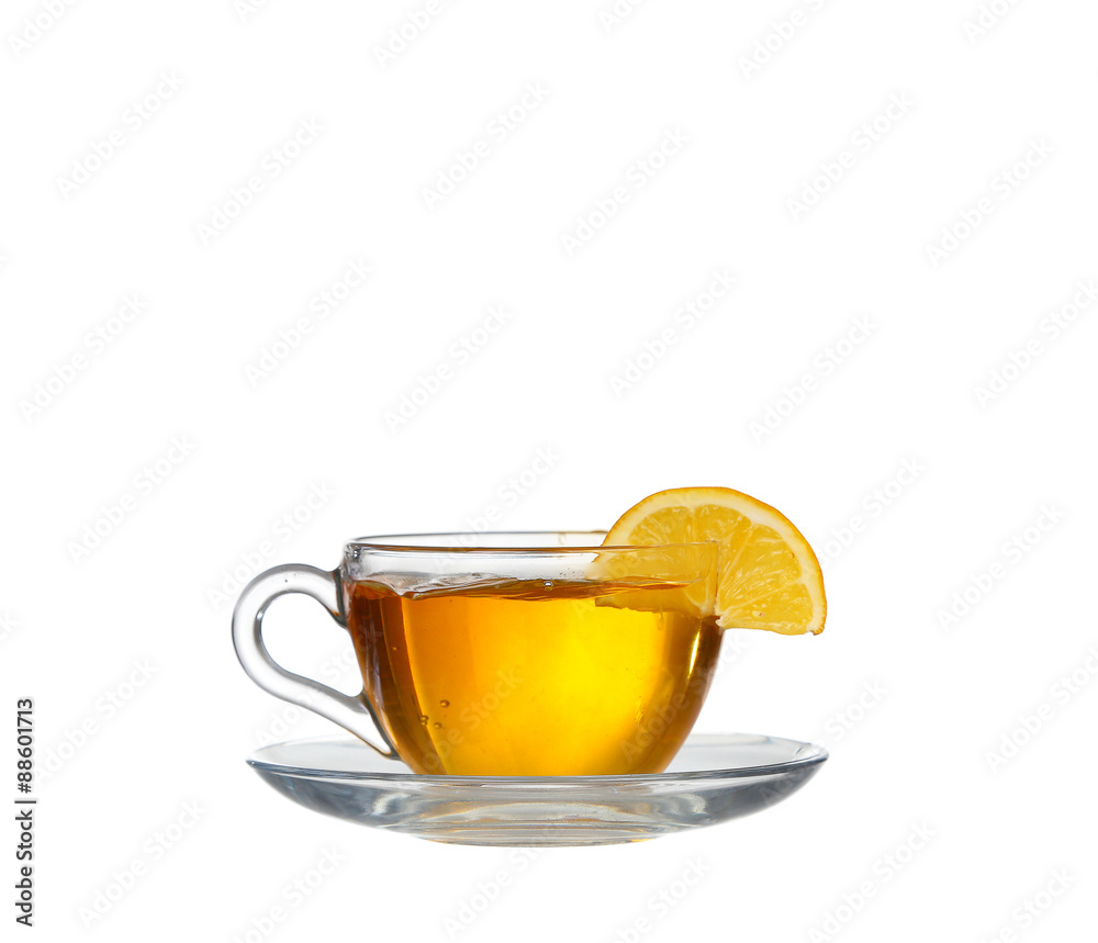 Tea in glass cup isolated on white background Tea in glass cup isolated on white background