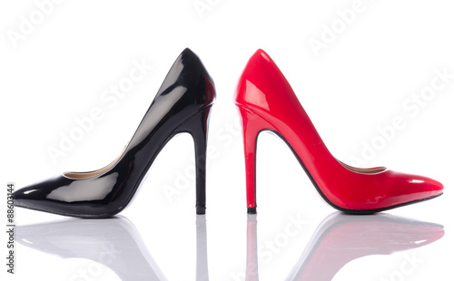 Black and red high heel shoe