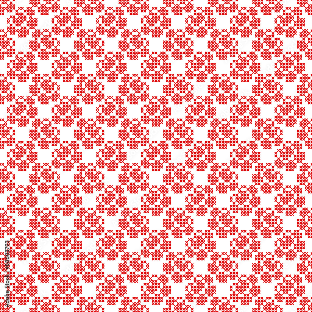 Retro Seamless Pattern Stitching Roses Red Retro Seamless Pattern Stitching Roses Red