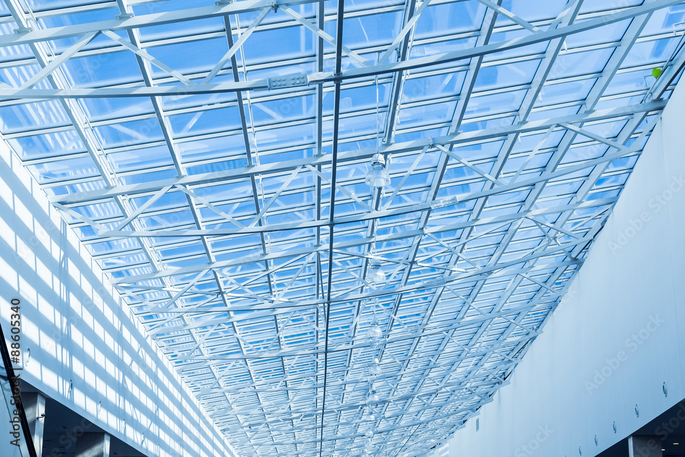 Glass roof of station in the sunlight