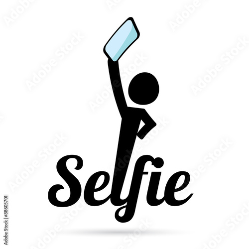 Taking Selfie Photo on Smart Phone concept icon .