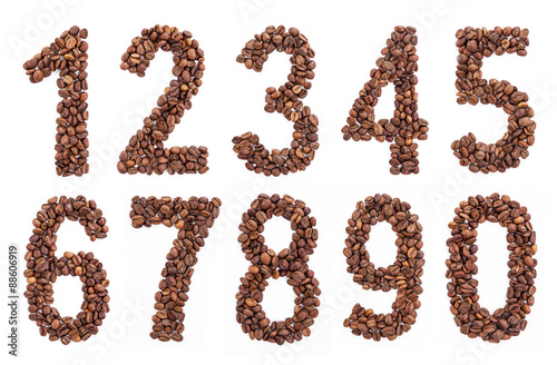 numbers of coffee beans. Font coffee beans