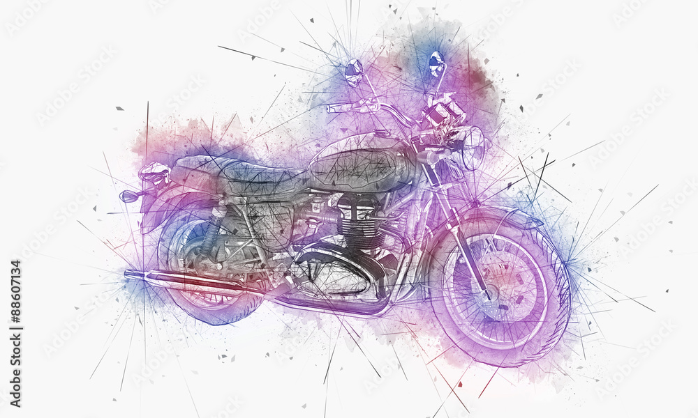 Fototapeta premium Artistic motorbike with paint splatters