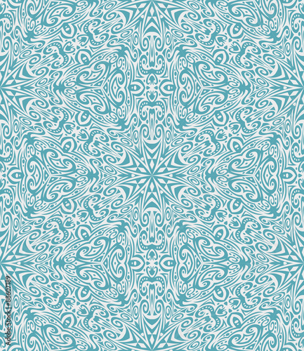 Abstract Blue Damask Seamless Vector Background