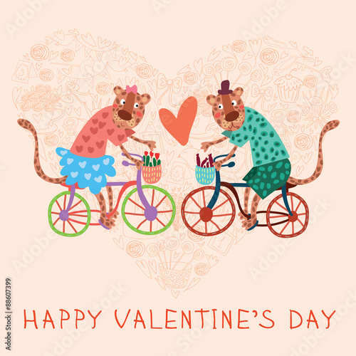 Valentine card in love with jaguars