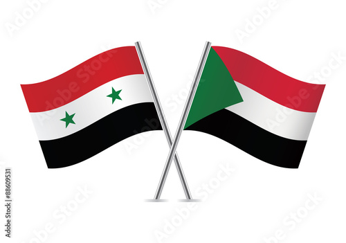 Free Download Sudan and Syria flags. Vector illustration. - GFXLoad