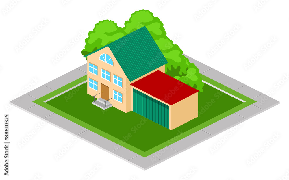 Isometric House with Garage