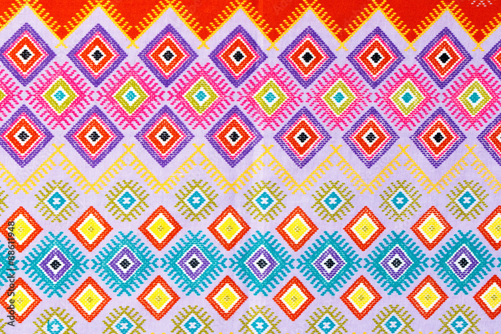 Colorful thai silk handcraft textile texture or background