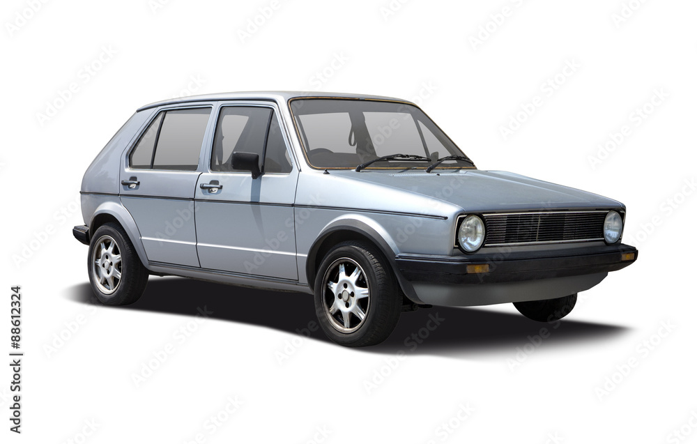 Classic German hatchback car side view isolated on white Classic German hatchback car side view isolated on white
