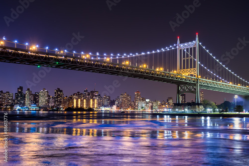 Night scene of New York City and the Queensboro 59th Street Bridge  photo