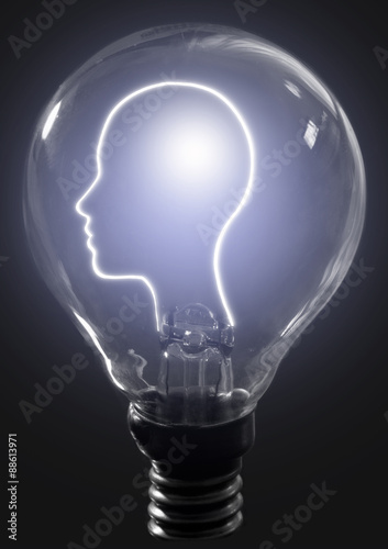 Light bulb human profile