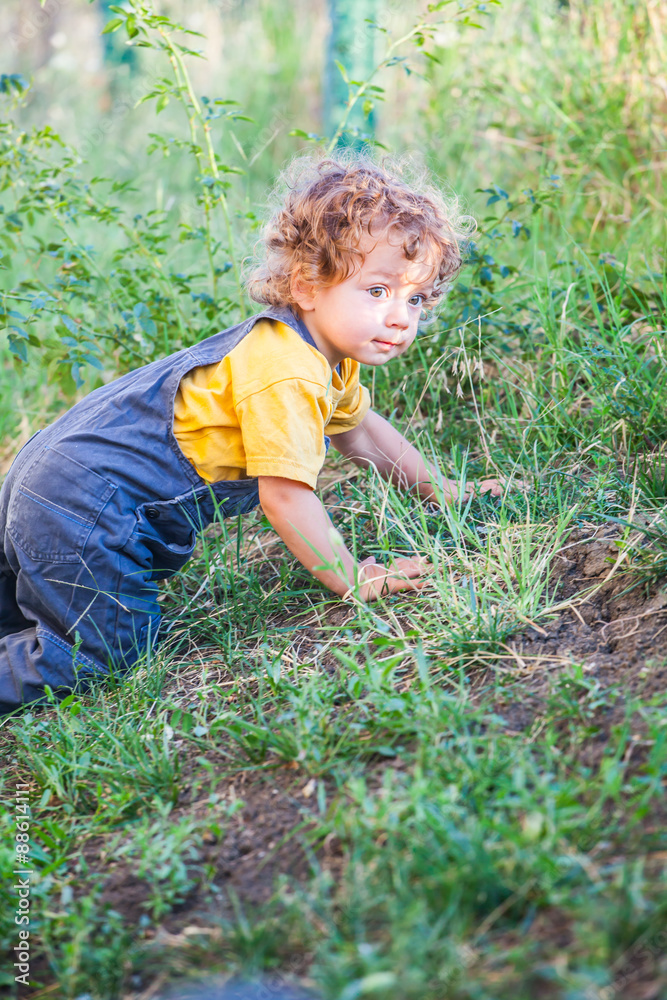 Baby boy exploring outdoor