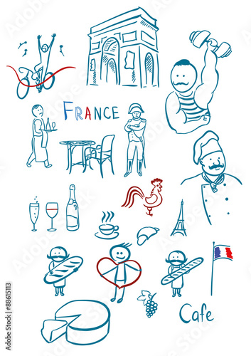 France symbols set. EPS 10 vector illustration