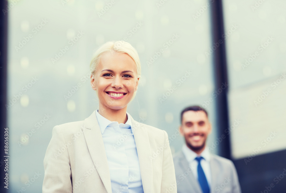 close up of smiling businessmen close up of smiling businessmen