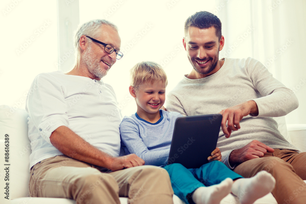 smiling family with tablet pc at home smiling family with tablet pc at home