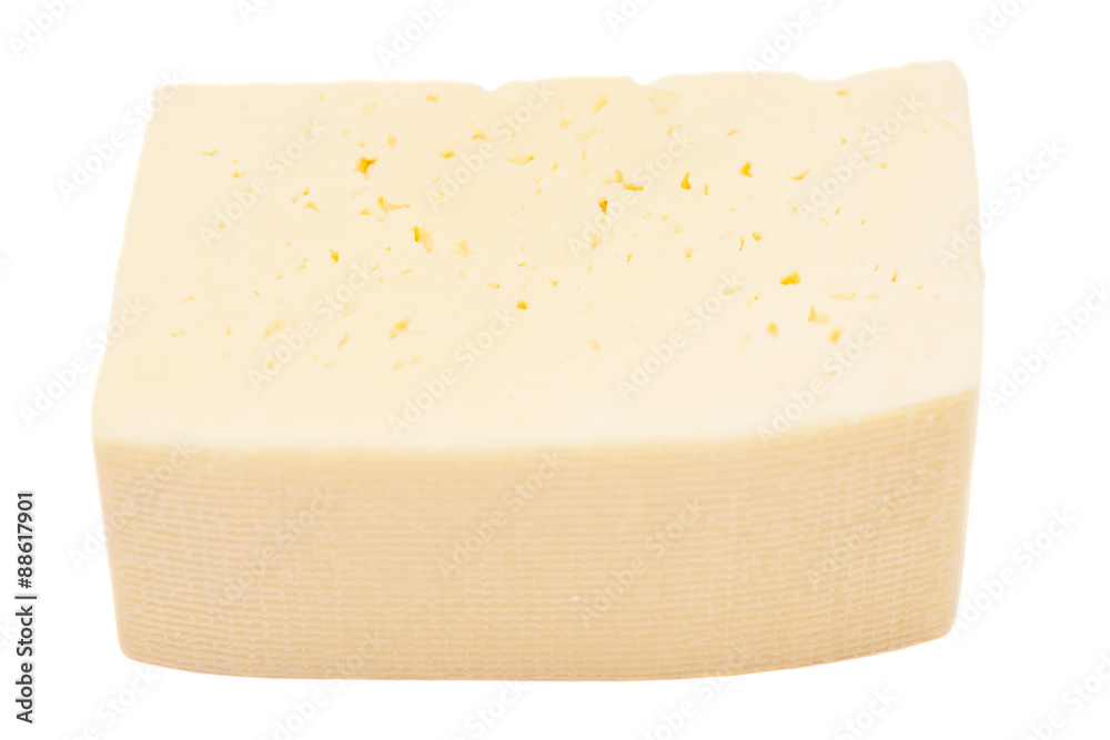 Piece of cheese isolated on white