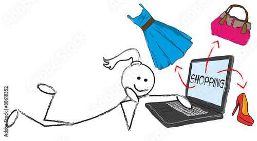 femme qui fait son shopping sur internet