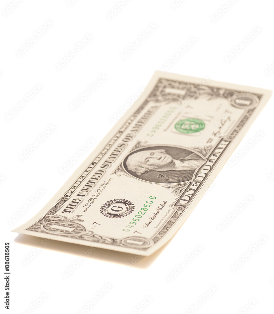 One dollar banknote isolated on white One dollar banknote isolated on white
