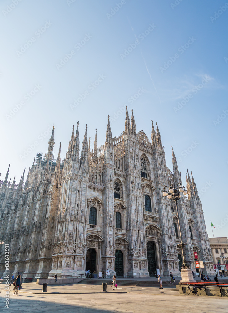 the cathedral in the center of Milan
