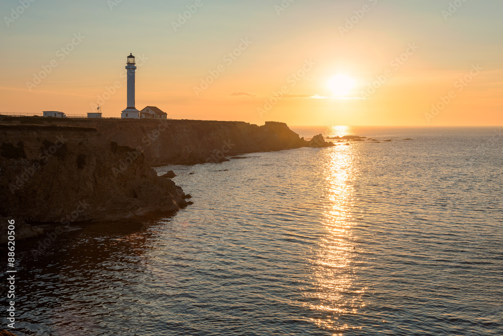 Point Arena Lighthouse at sunset