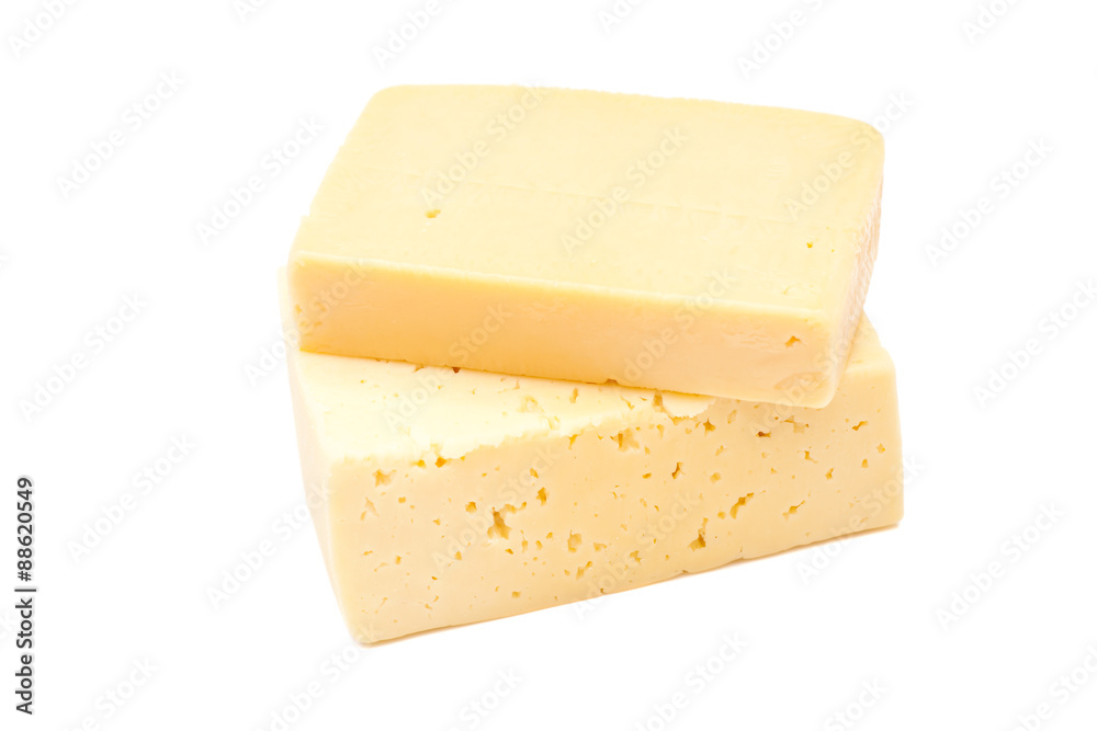 cheese slices on white background cheese slices on white background