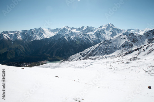 Trans-Ili Alatau mountains. Top view from Big Almaty peak.