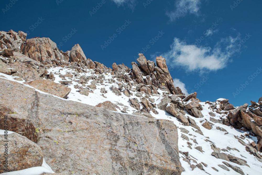 Trans-Ili Alatau mountains. On the way to Big Almaty peak. Trans-Ili Alatau mountains. On the way to Big Almaty peak.