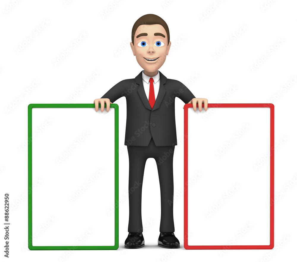 successful businessman with two boards