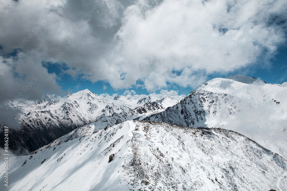 Trans-Ili Alatau mountains. On the way to Big Almaty peak. Trans-Ili Alatau mountains. On the way to Big Almaty peak.