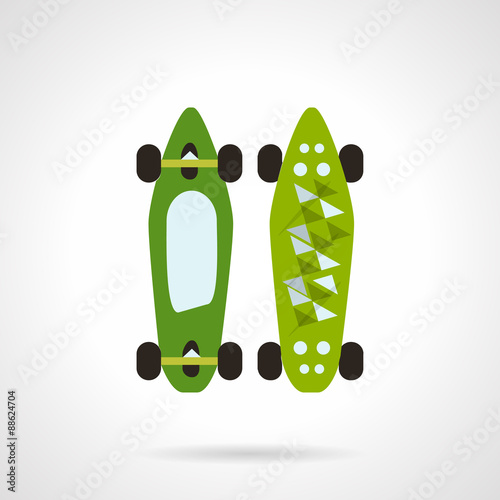 Flat color vector icon for modern skateboard