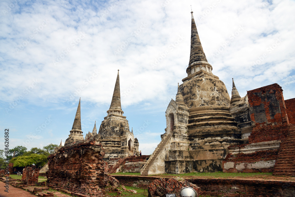 Wat Phra Si Sanphet is located in The Ayutthaya Historical Park, Thailand