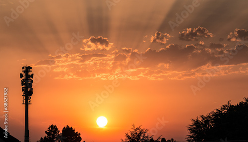 Radio tower during sunset photo