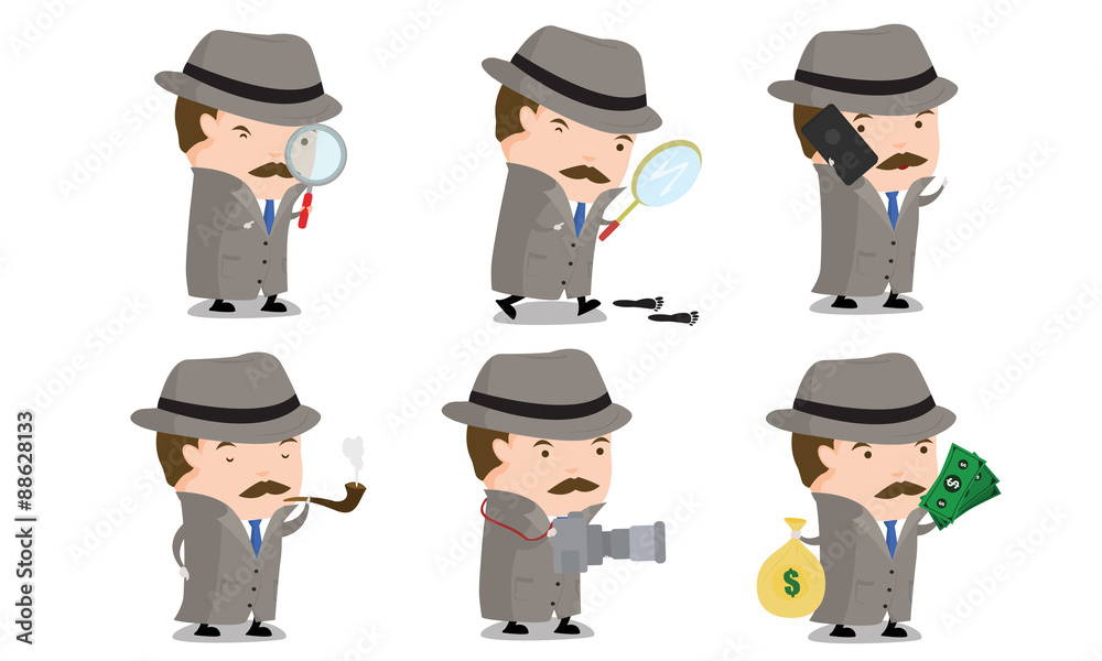 Detective mascot set 1 Detective mascot set 1