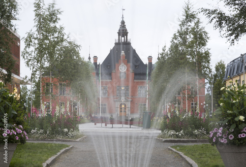 Fointain in front of Umeå Town House in Sweden