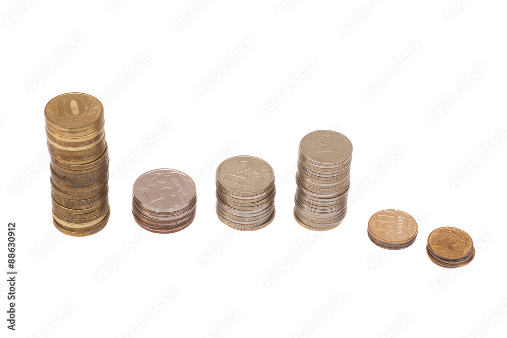 Stack of coins isolated on white Stack of coins isolated on white