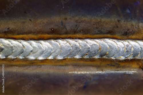 welding seam onto steel sheet metal photo