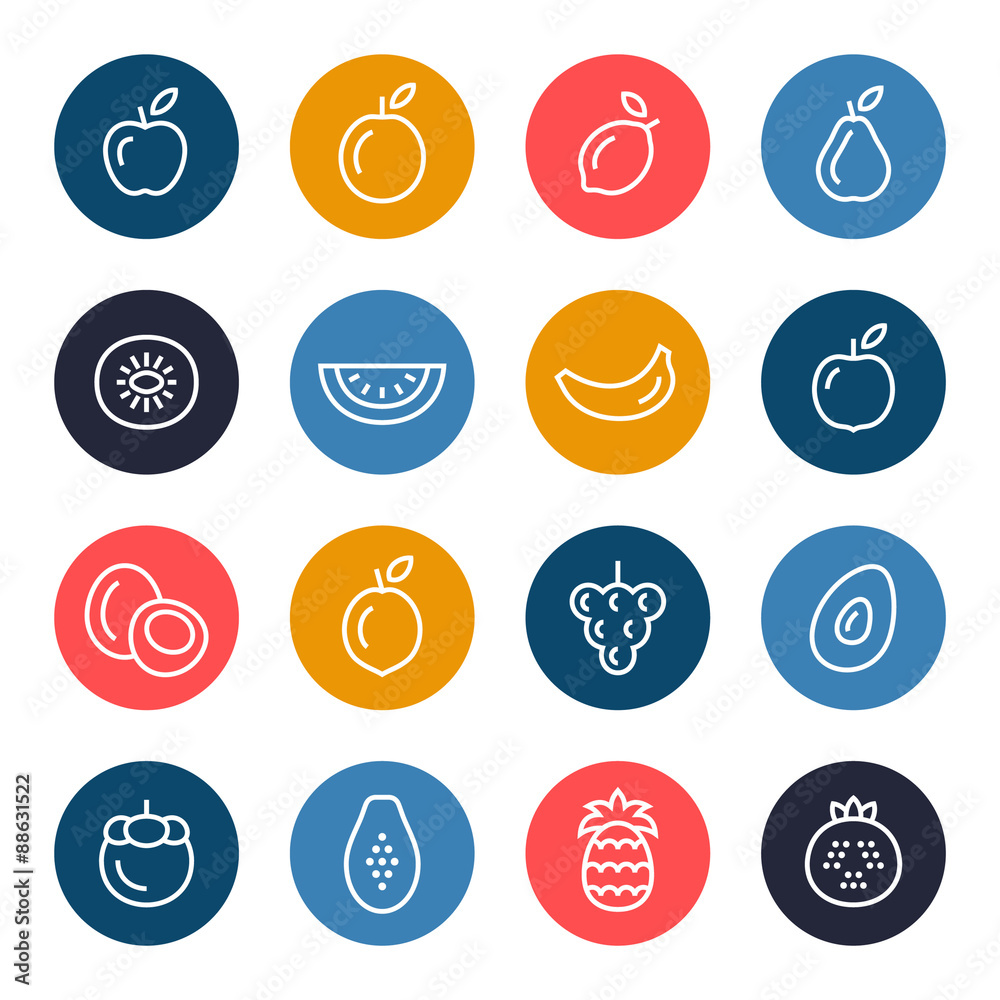 Fruits icon set Fruits icon set