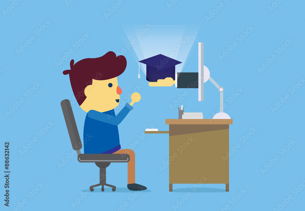Computer Graduted Pics Man received graduation cap from hand sticking out of computer because ...