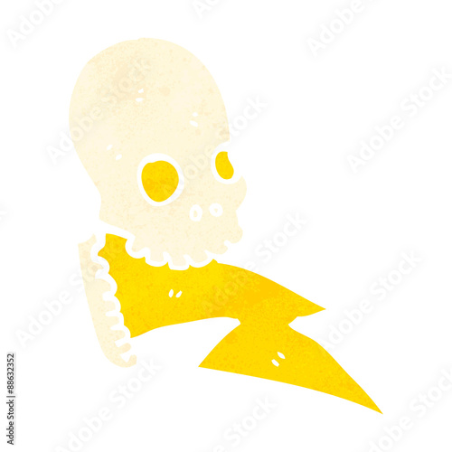 retro cartoon skull spitting lightning