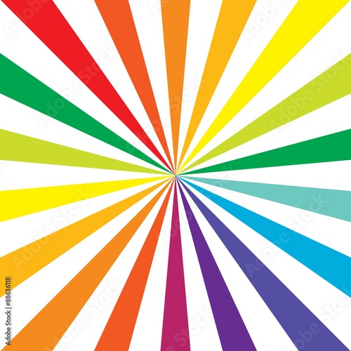 White rays on rainbow background. Colorful. Vector. Background.