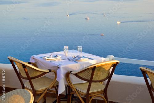 Romantic table setup  in Santorini