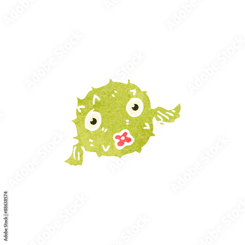 retro cartoon puffer fish