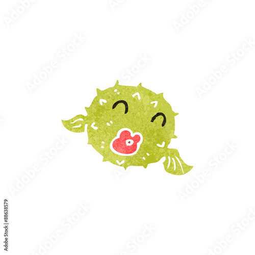 retro cartoon puffer fish