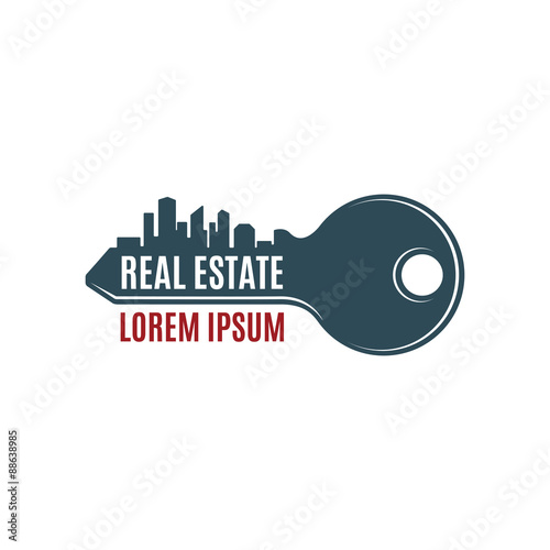 Real estate, simple key logo template.