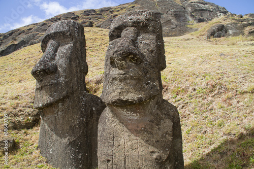 Statues (moai) at Rano Raraku (Quarry).Easter Island, Chile photo