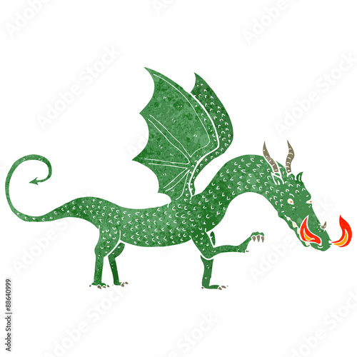 retro cartoon dragon